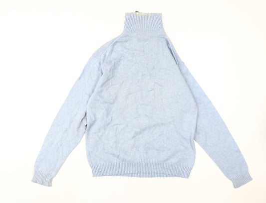 GANT Men's Blue High Neck Jumper M Knit Cotton Blend