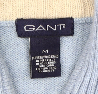 GANT Men's Blue High Neck Jumper M Knit Cotton Blend