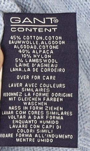 GANT Men's Blue High Neck Jumper M Knit Cotton Blend
