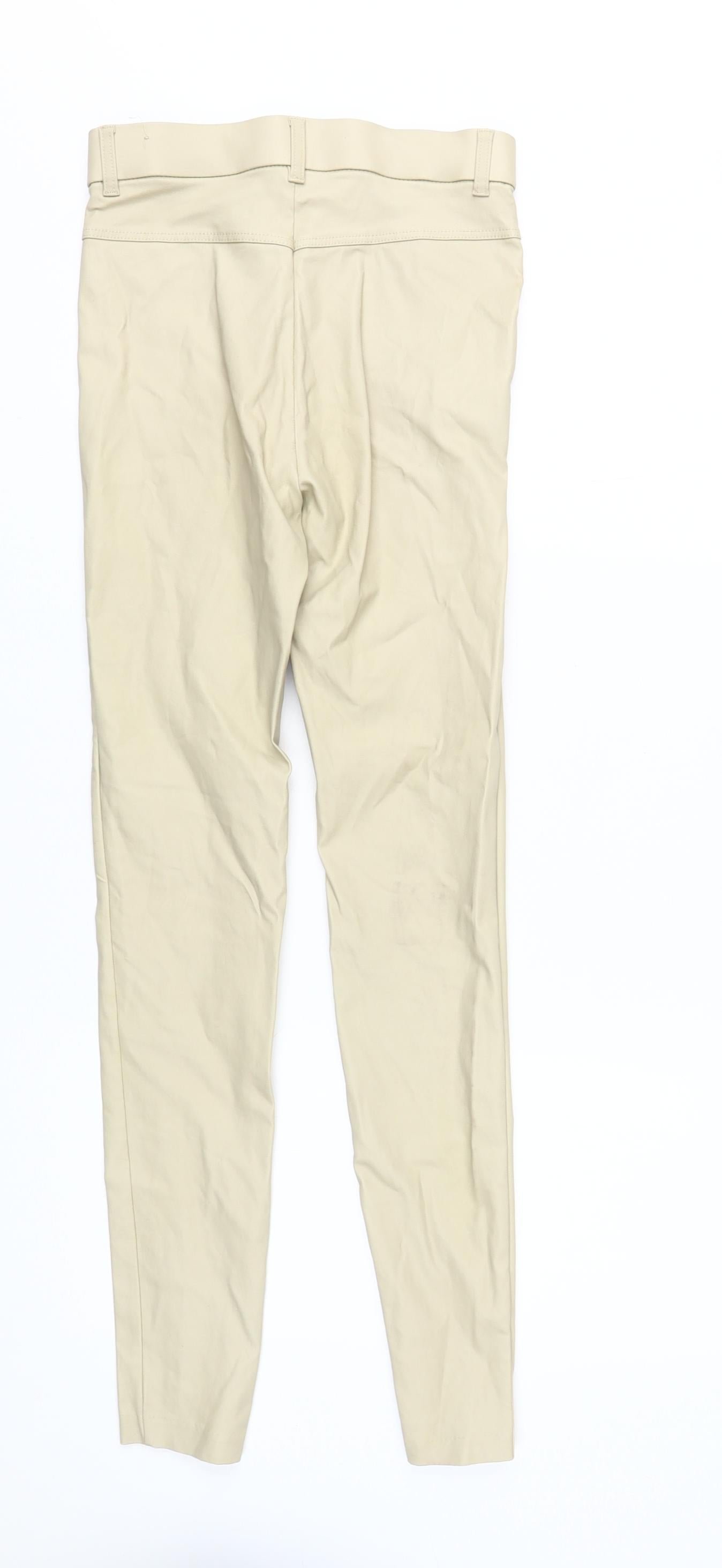 Womens UK Size S Zara Slim Fit Skinny Beige Trousers