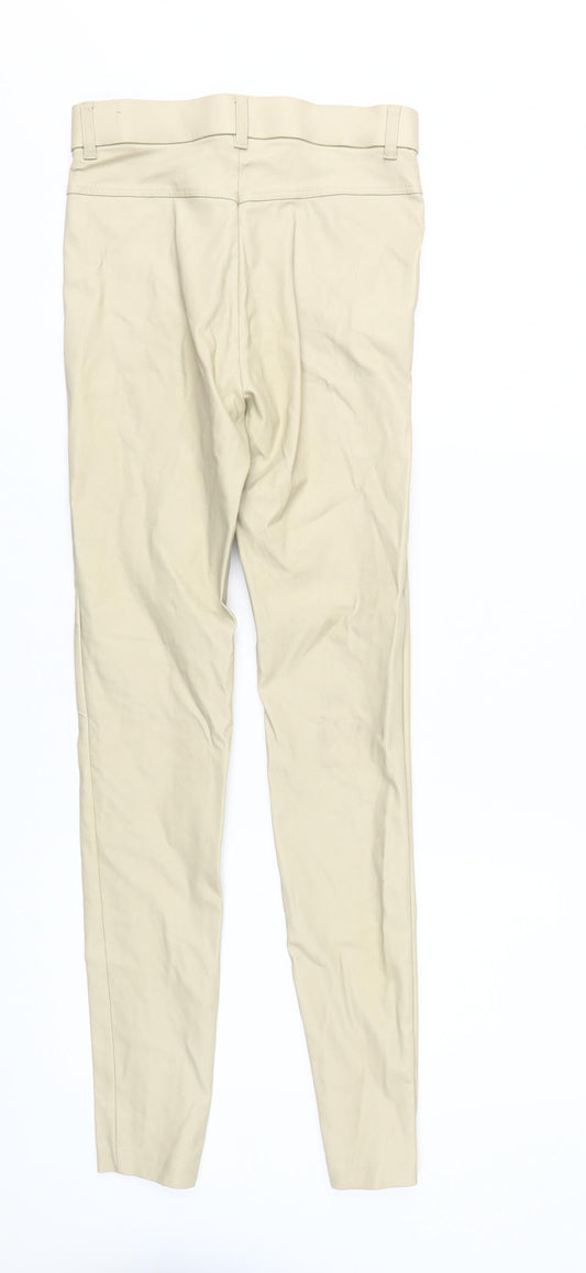 Womens UK Size S Zara Slim Fit Skinny Beige Trousers