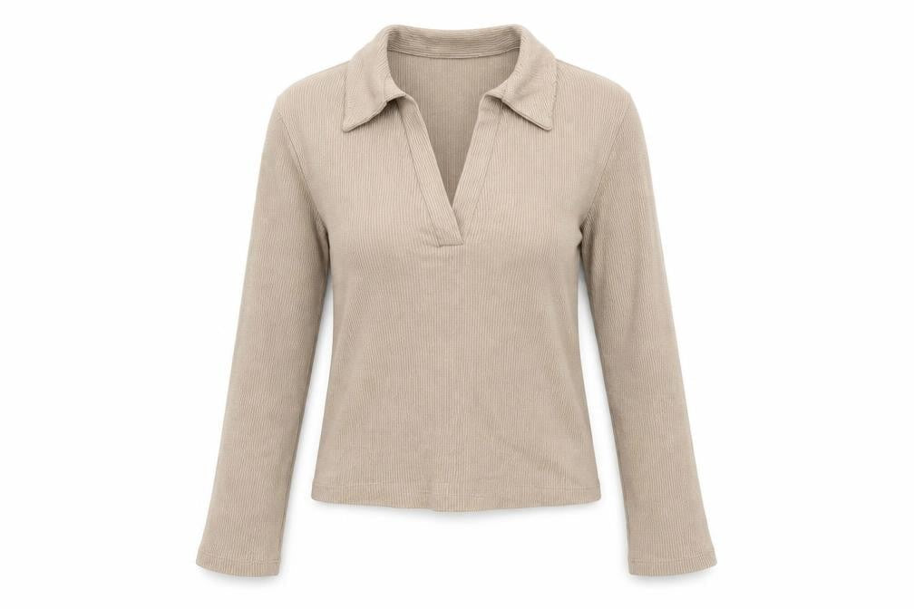 Womens UK Size 2XS Stradivarius Beige Basic Blouse
