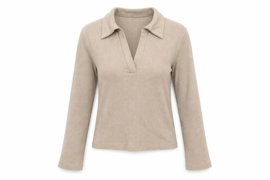 Womens UK Size 2XS Stradivarius Beige Basic Blouse