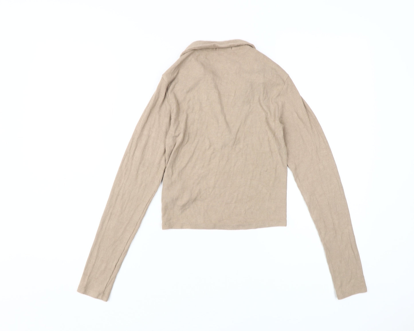 Womens UK Size 2XS Stradivarius Beige Basic Blouse