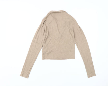 Womens UK Size 2XS Stradivarius Beige Basic Blouse