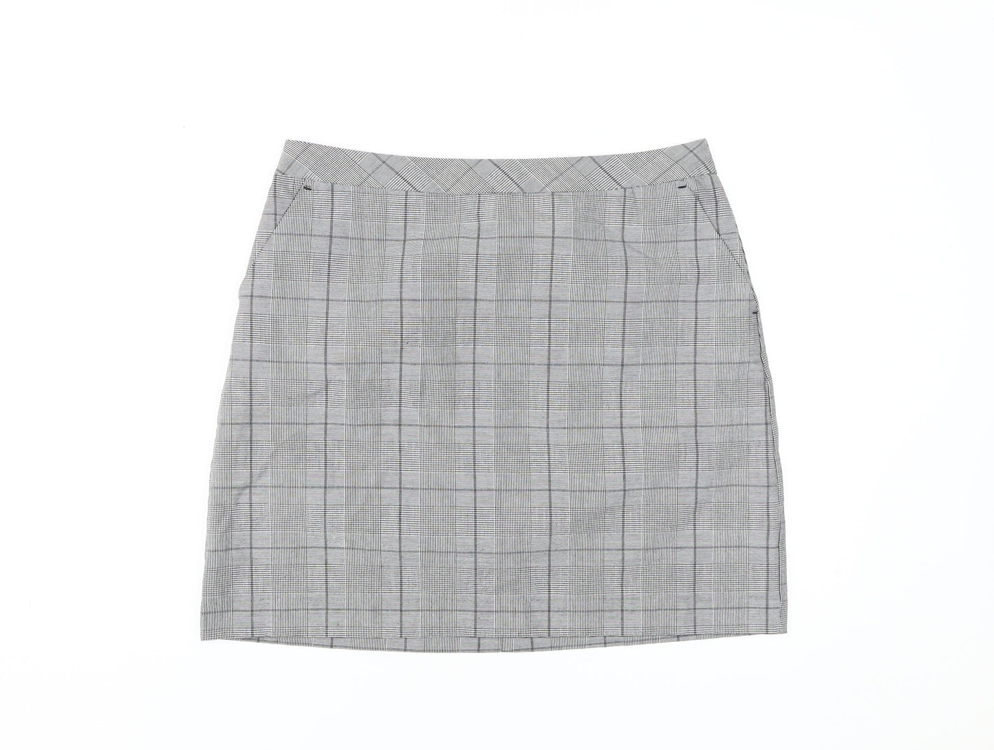 New Look Women's Grey Check Pencil Skirt Size 14