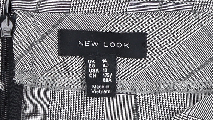 New Look Women's Grey Check Pencil Skirt Size 14