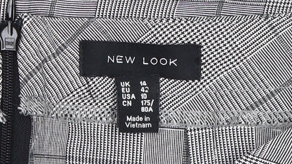 New Look Women's Grey Check Pencil Skirt Size 14