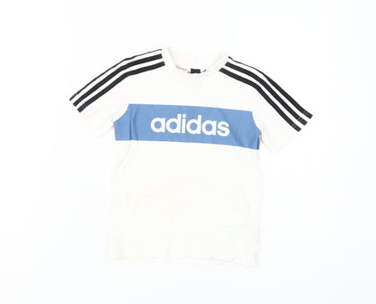 Adidas Boys White Graphic T-Shirt, Size 5-6 Years