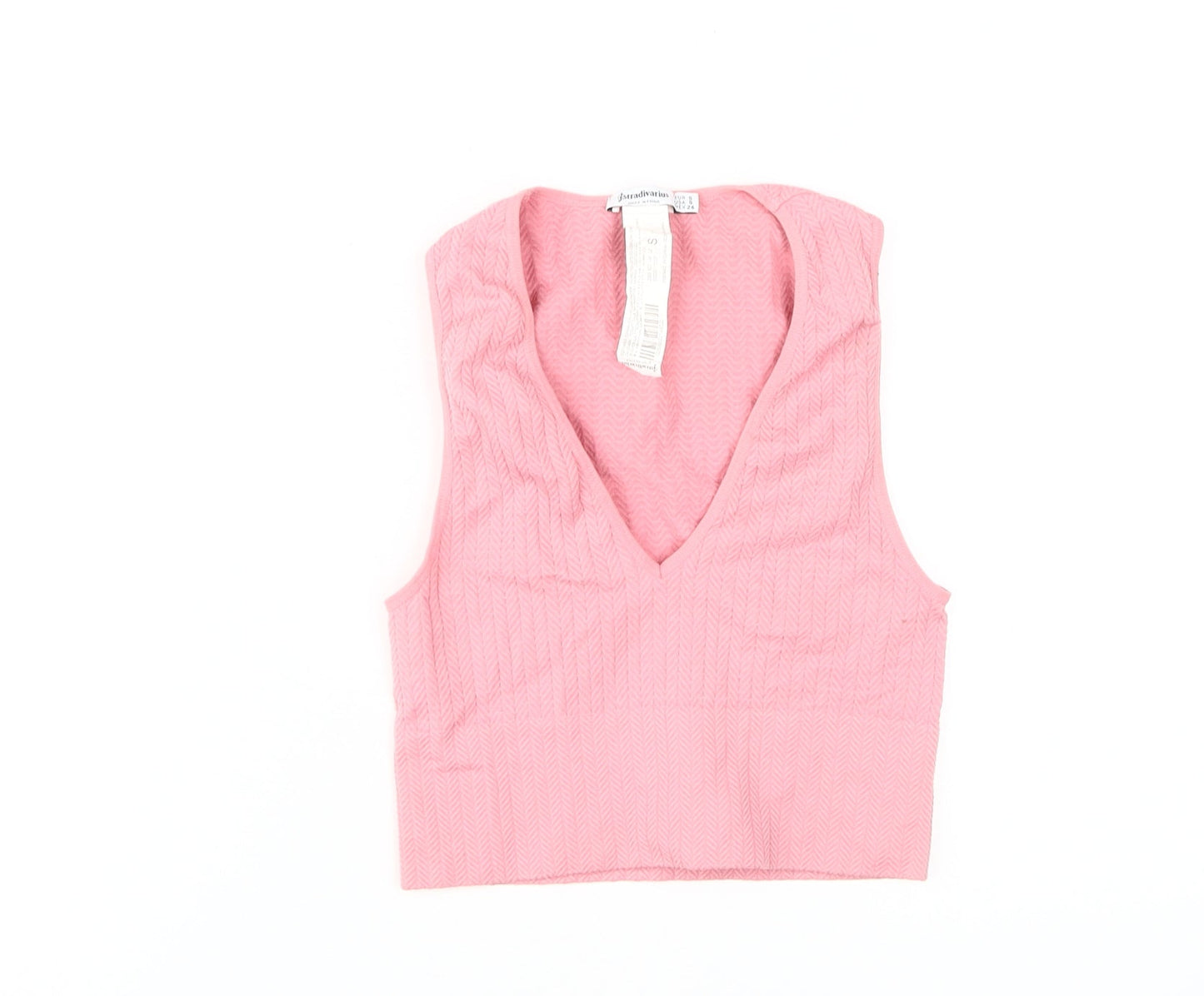 Womens UK Size S Stradivarius Pink Cropped Tank
