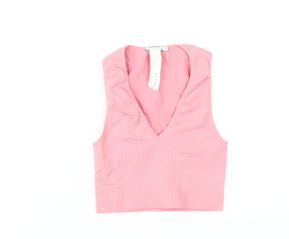 Womens UK Size S Stradivarius Pink Cropped Tank