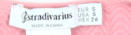 Womens UK Size S Stradivarius Pink Cropped Tank