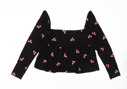 Womens UK Size 20 ASOS Black Cropped Blouse
