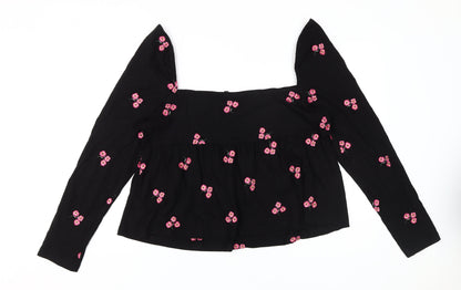 Womens UK Size 20 ASOS Black Cropped Blouse