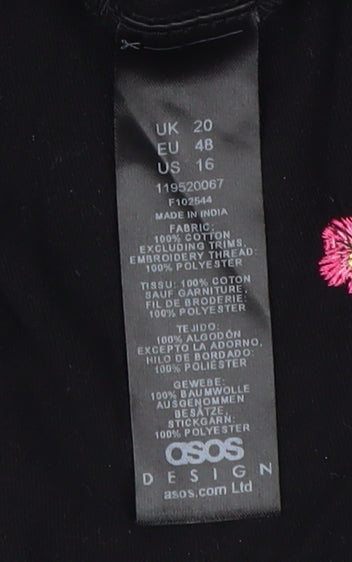 Womens UK Size 20 ASOS Black Cropped Blouse