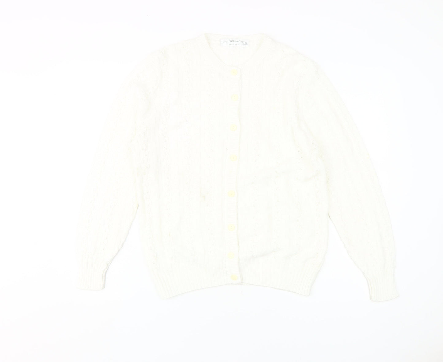 Womens UK Size 12-14 St Michael White Cardigan Jumper