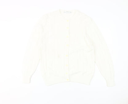 Womens UK Size 12-14 St Michael White Cardigan Jumper