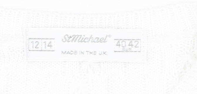 Womens UK Size 12-14 St Michael White Cardigan Jumper