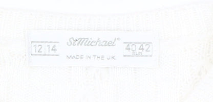 Womens UK Size 12-14 St Michael White Cardigan Jumper