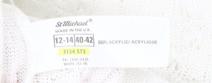 Womens UK Size 12-14 St Michael White Cardigan Jumper