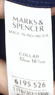 Mens UK Collar Size 16.5 Marks and Spencer Smart Blue  Dress Shirt