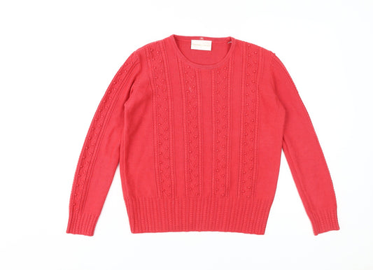 Country Casuals Women's Red Cable Knit Pullover Jumper S