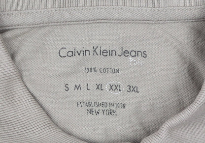 Calvin Klein Men Beige 2XL Short Sleeve Polo