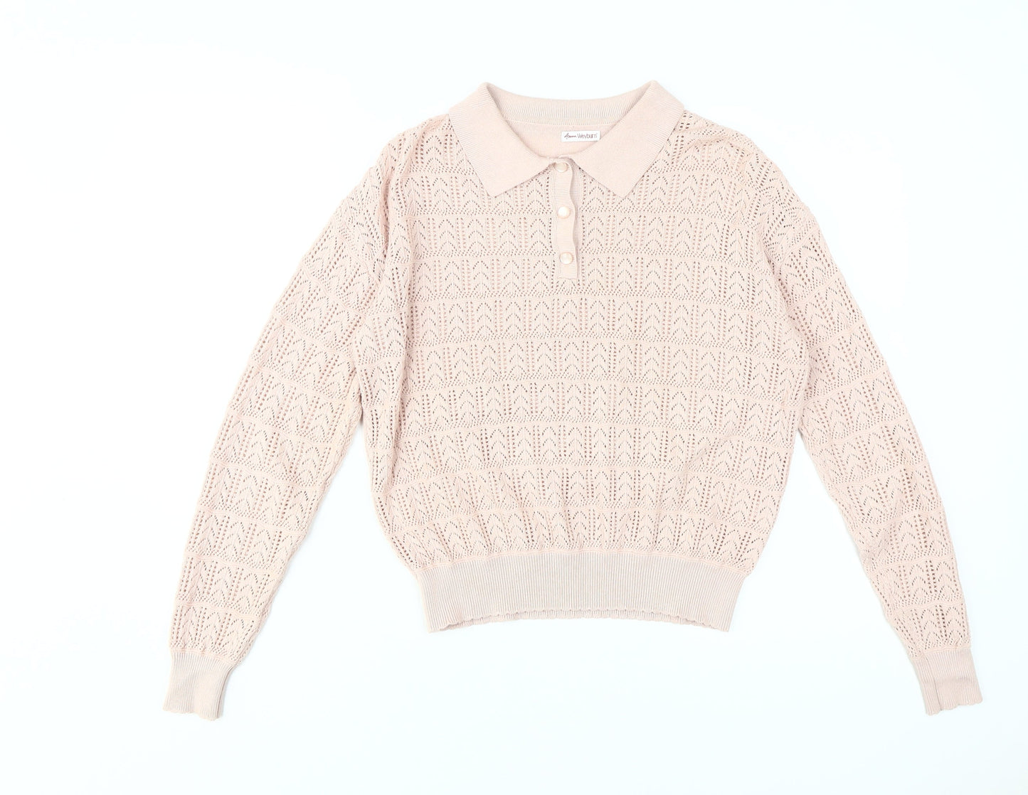 Womens UK Size 10 ANNE WEYBURN Beige Cardigan Jumper