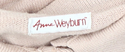 Womens UK Size 10 ANNE WEYBURN Beige Cardigan Jumper