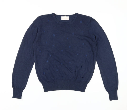 Country Casuals Women's Blue Knit Polka Dot Jumper S