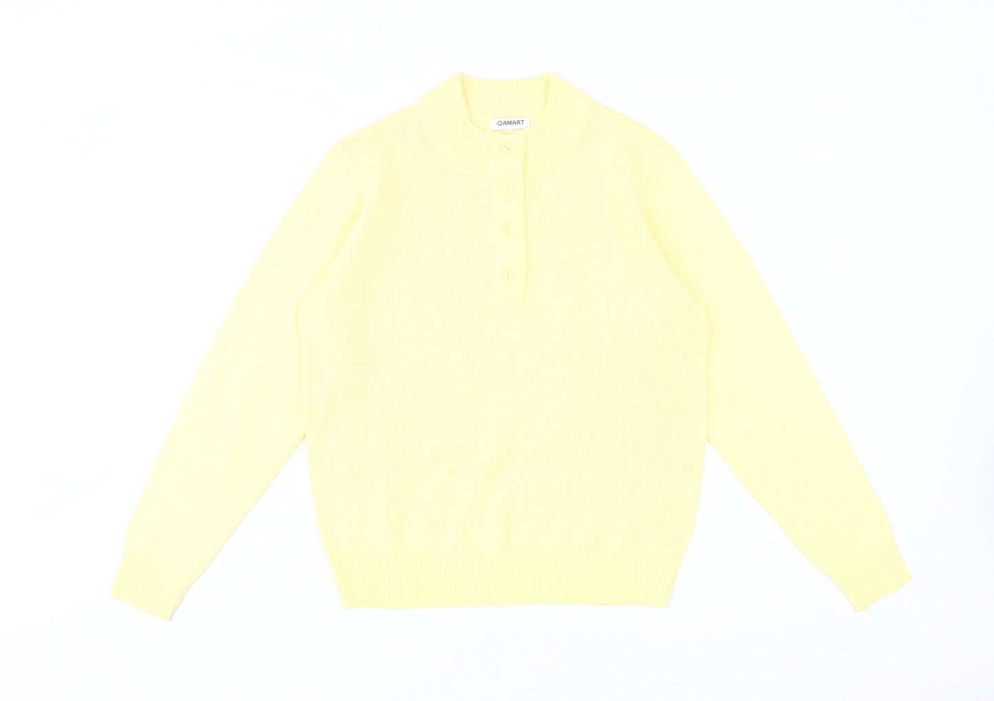 Damart Women's Yellow Henley Jumper - Size 10