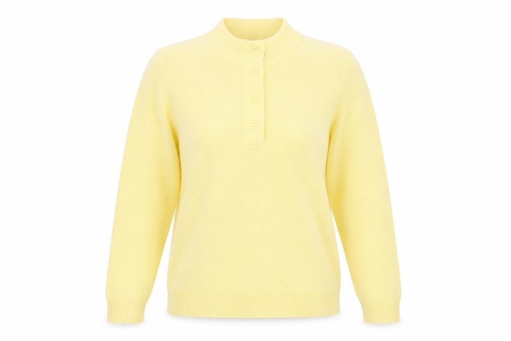 Womens UK Size 10 Damart Yellow Henley Jumper
