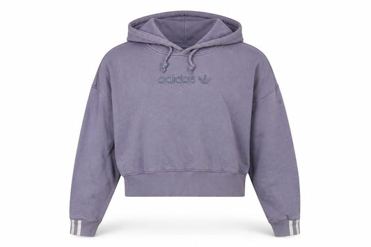 Front view of Adidas Women's Purple Pullover Hoodie, size 10