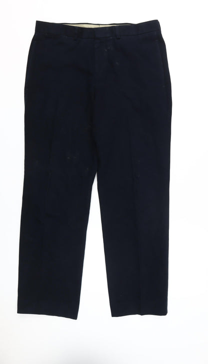 Marks and Spencer Men's Black Cotton Trousers, Size 34