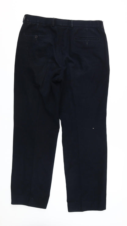Marks and Spencer Men's Black Cotton Trousers, Size 34