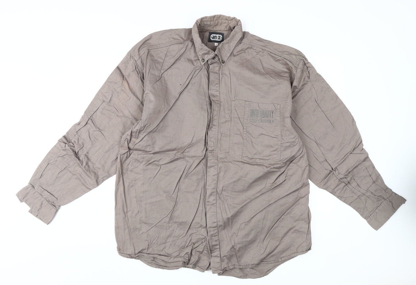 An-X Men's Beige M Classic Long Sleeve Formal Shirt