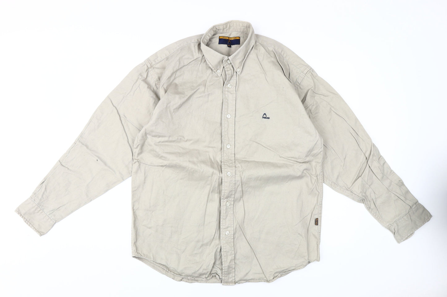 Head Originals Men's Beige Medium Button-Up Shirt