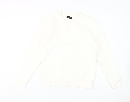 Zara Men's Ivory Pullover Sweatshirt, Medium