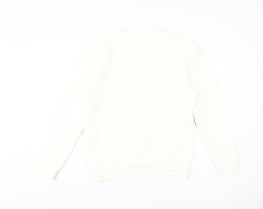 Zara Men's Ivory Pullover Sweatshirt, Medium