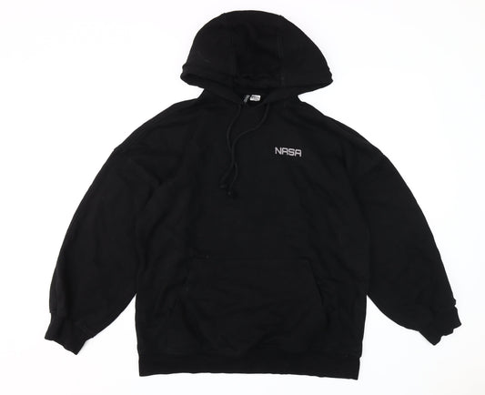 H&M Black Unisex Hoodie, Size 12, Space Theme