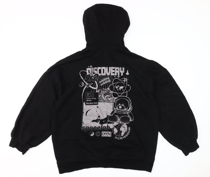 H&M Black Unisex Hoodie, Size 12, Space Theme
