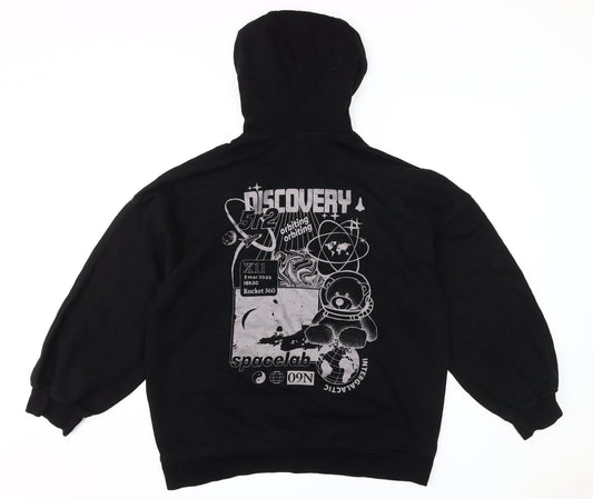 H&M Black Unisex Hoodie, Size 12, Space Theme