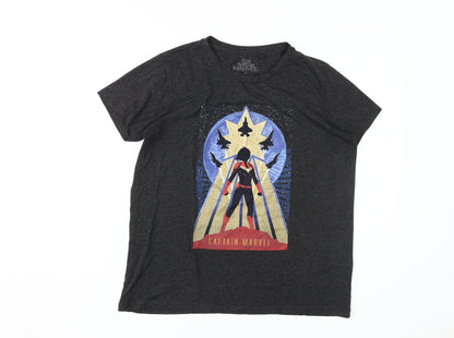 Unisex Adults UK Size S Marvel Black Basic T-Shirt