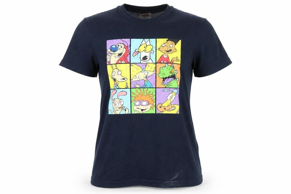 Front view of Nickelodeon unisex blue graphic t-shirt, size S