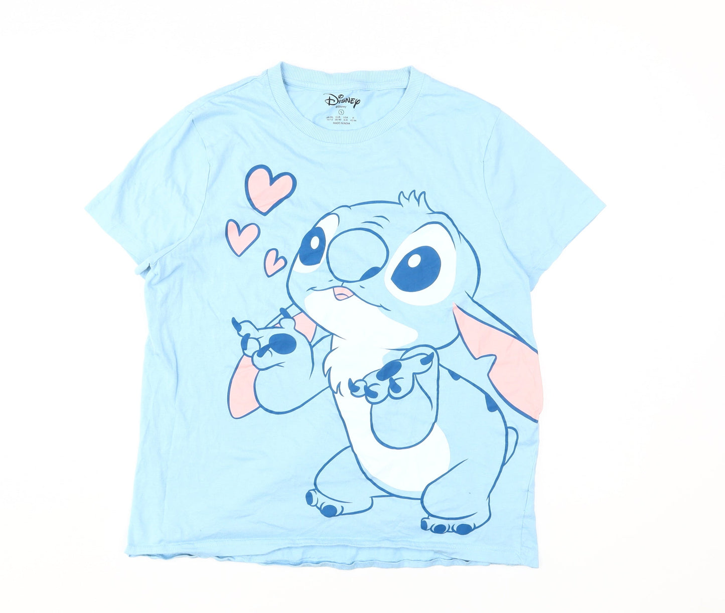 Womens UK Size S Disney Blue Basic T-Shirt