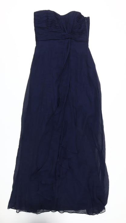 Coast Women's Blue Silk Strapless A-Line Dress Size 8