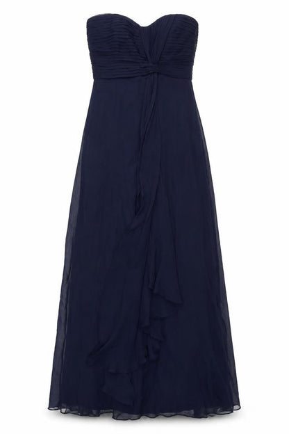 Coast Women's Blue Silk Strapless A-Line Dress Size 8