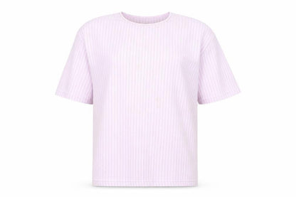 Front view of Canda Men's Pink Striped T-Shirt L