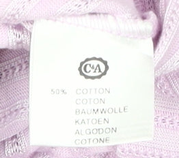 Canda Men's Pink Striped T-Shirt L