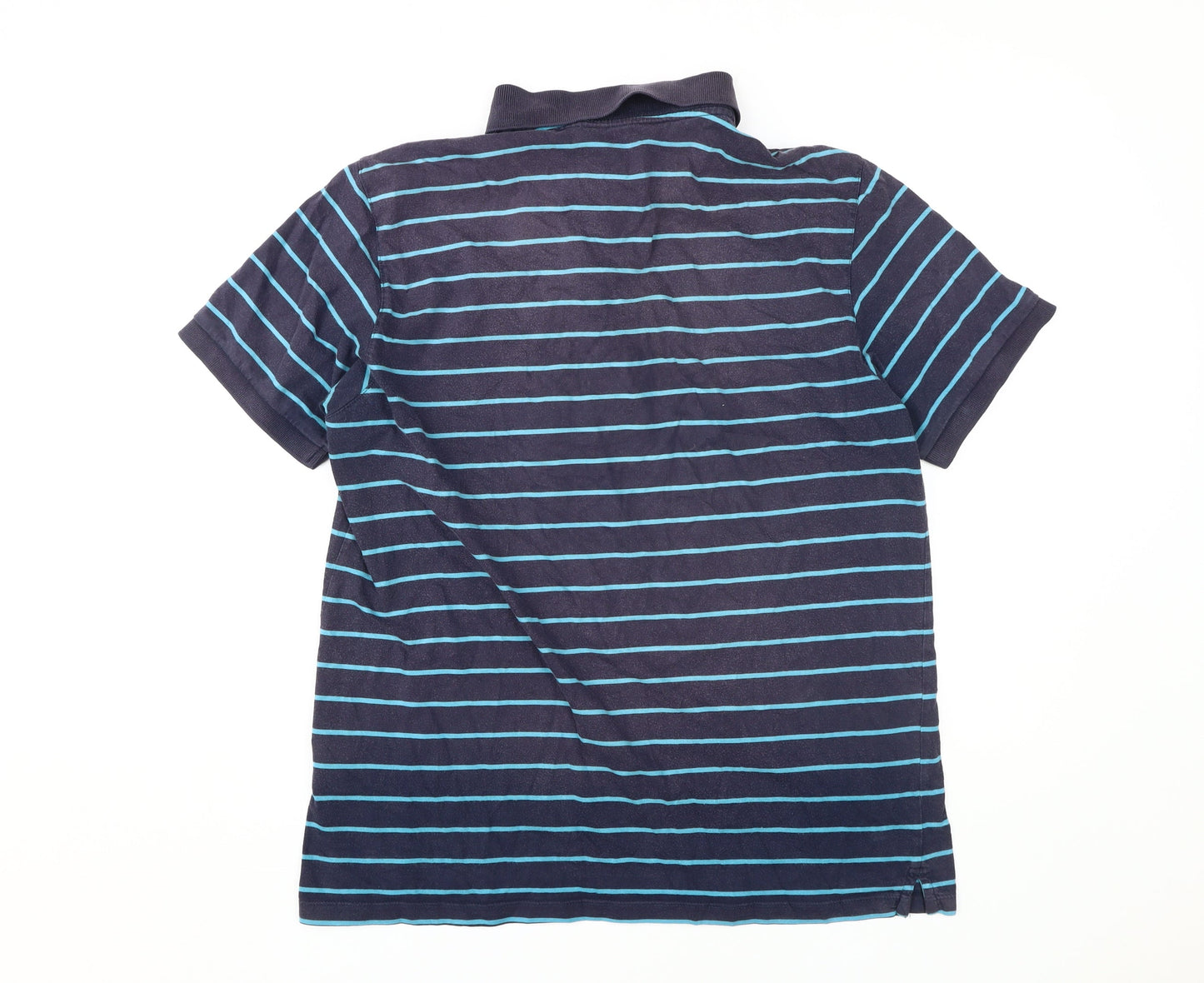 Marks and Spencer Men's Blue M Striped Polo Shirt